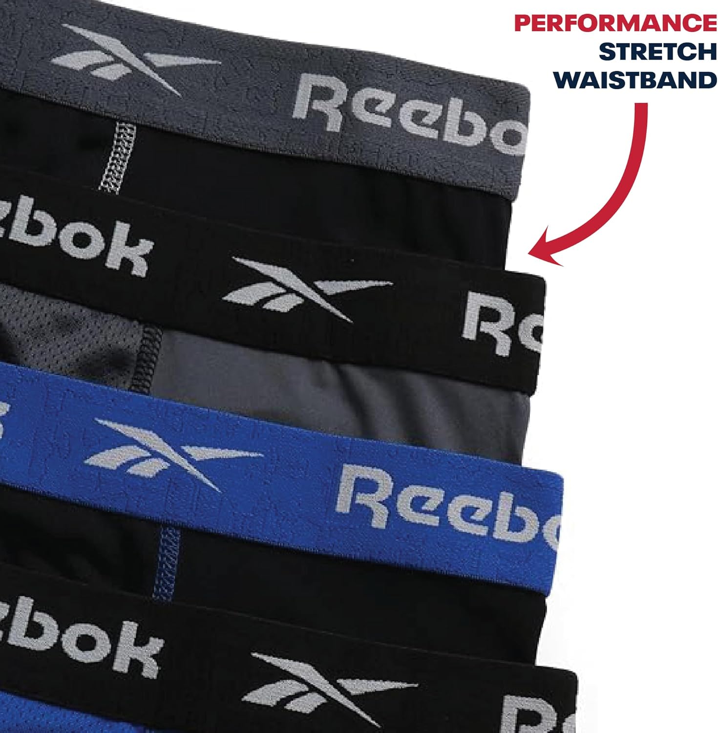 Reebok Mens Boxer Briefs - 4 Pack Stretch Performance 6" Inseam Moisture Wicking Mens Underwear Boxers with Contour Pouch - Image 5