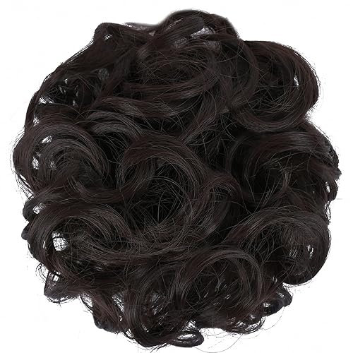 Miniatura 2 de ELAINE Extensiones de cabello con banda elástica de goma sintética, para mujeres y niñas (marrón oscuro, n. 98)