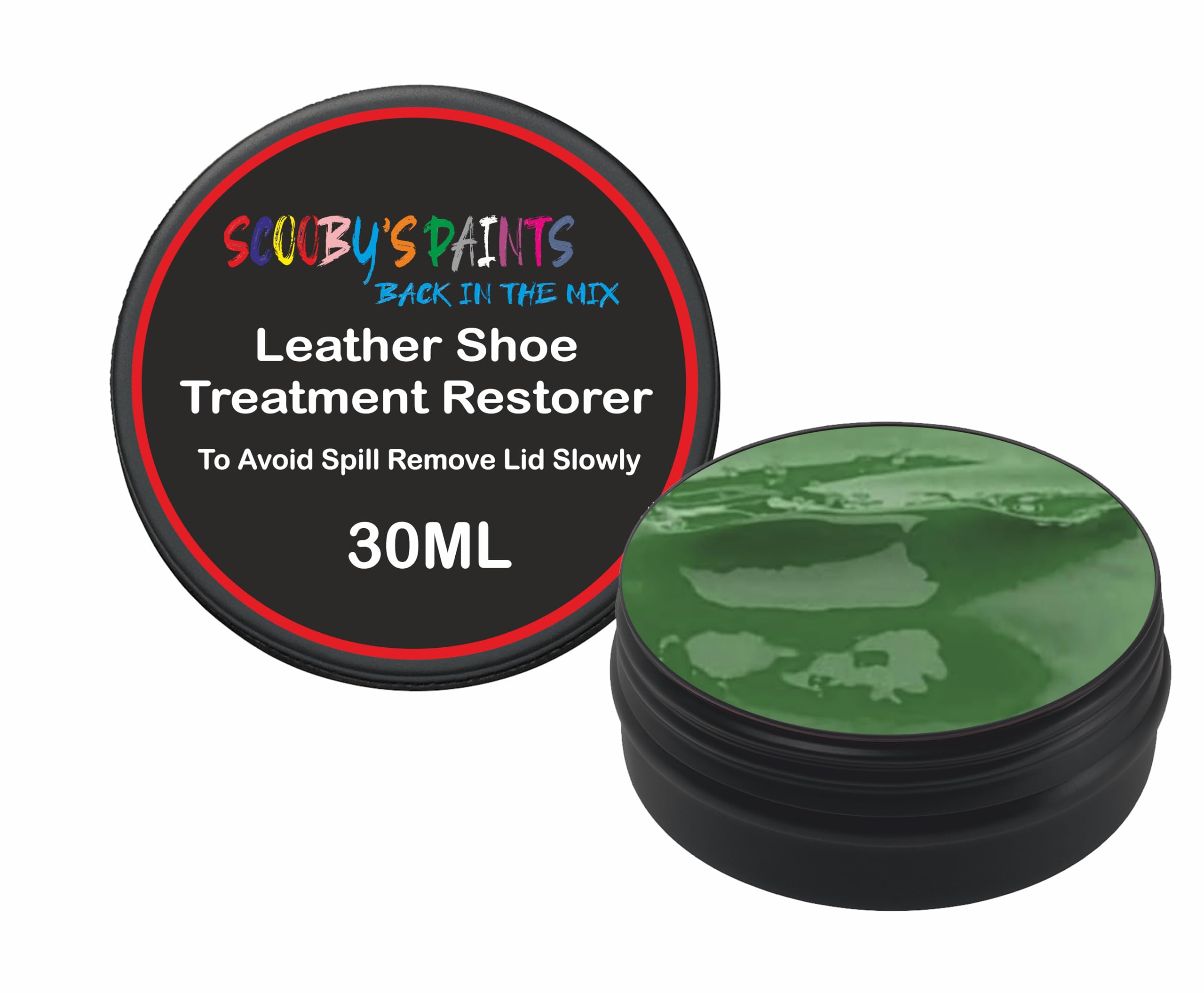 Scooby Paints Leather Shoe Colour Restorer Recolouring Balm Repair Treatment for Faded & Worn Absorbent Leather Furniture, Sofas, Chairs (GREEN) — image 1