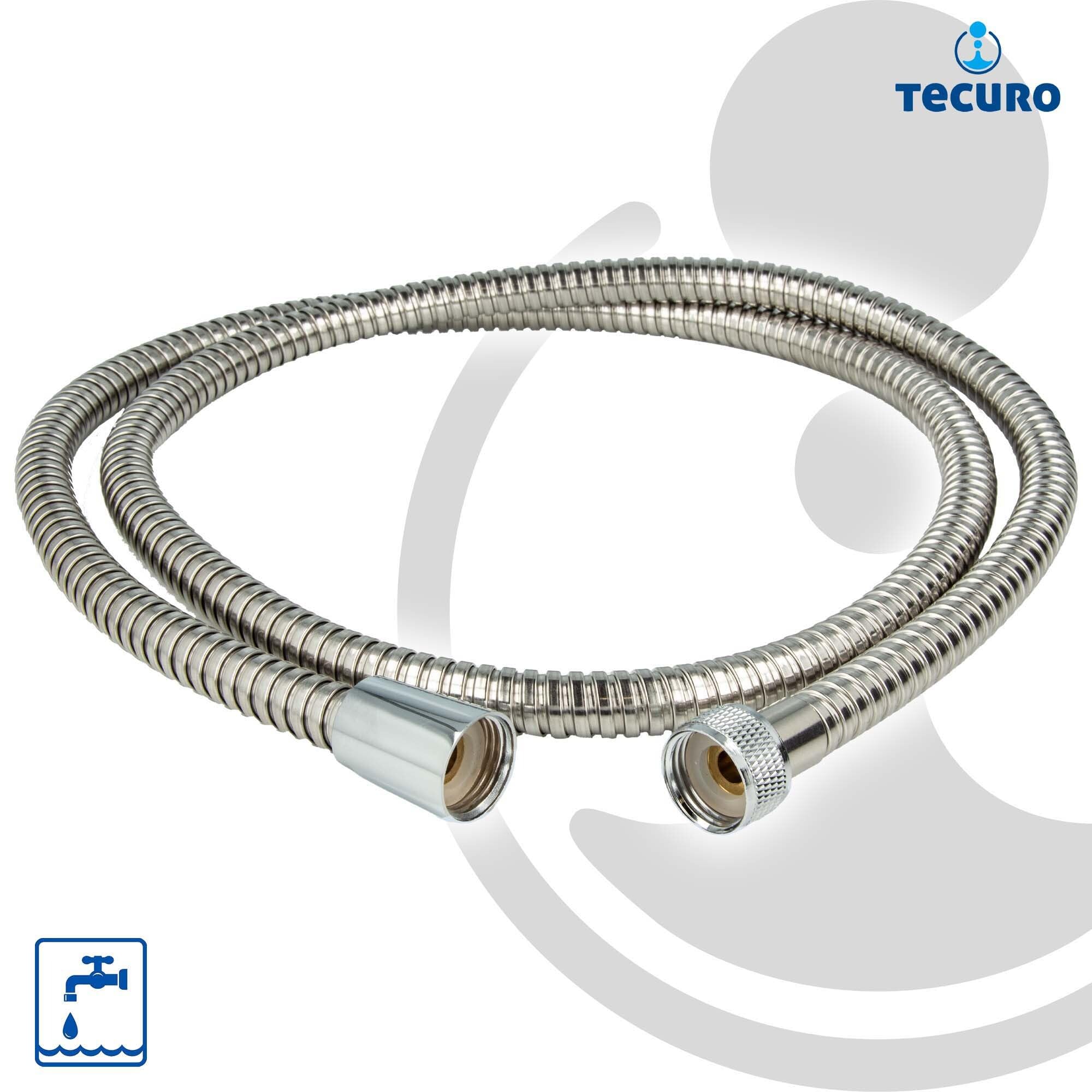 tecuro Nostalgie - Handbrause Ø 65 mm, 1-strahlig, mit 75 cm Metallbrauseschlauch verchromt