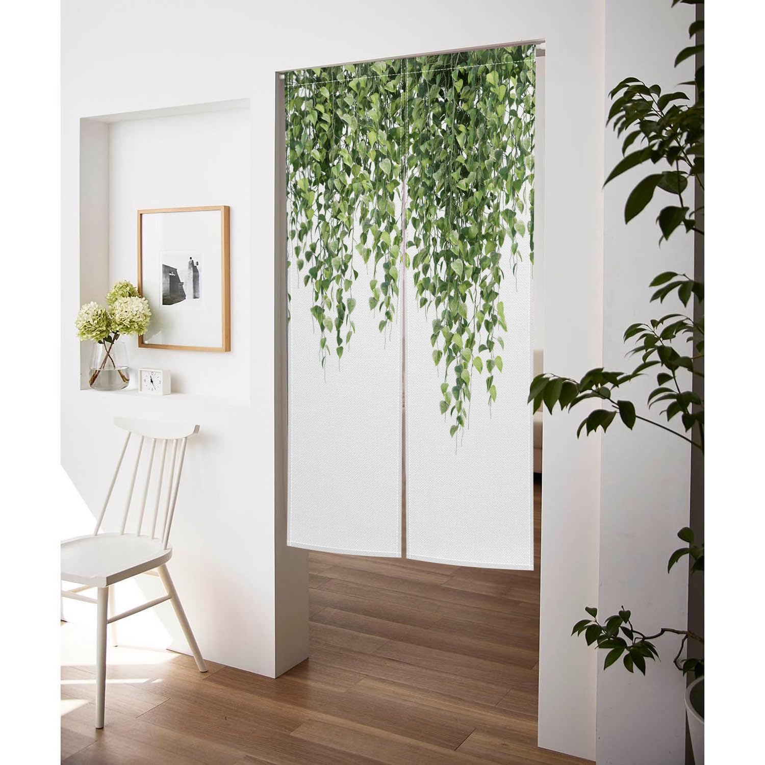 Amazon｜Qinunipoto のれん リーフ柄 藤の葉 緑 シンプル風 暖簾