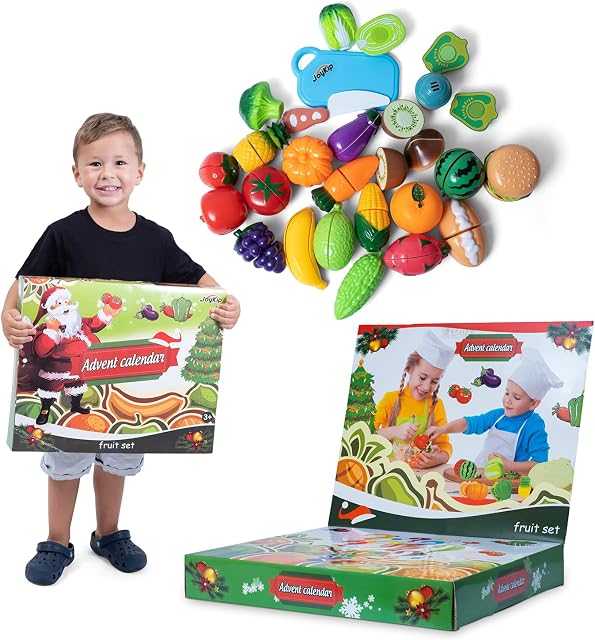 JoyKip Kids Advent Calendar, Fruit Cutting Christmas Countdown Gift Toy 2022 for Boys & Girls Ages 3+