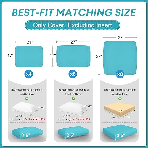 Miniatura 2 de NICESOUL 20 fundas de cojín de patio para exteriores, 27 x 27 pulgadas, resistente a la decoloración y a los rayos UV, funda de repuesto para sofá