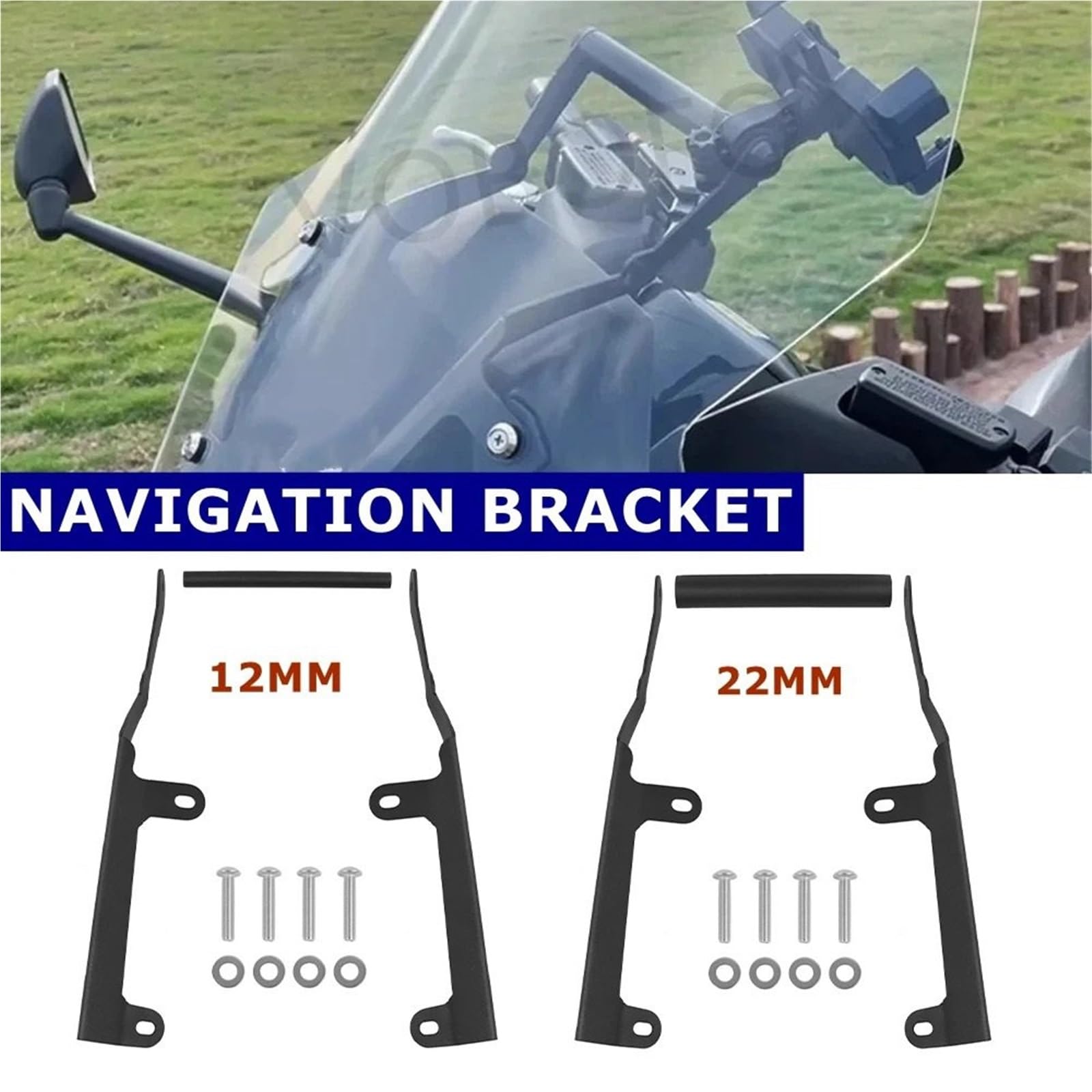 Motocyklowy uchwyt do nawigacji Pasuje do Honda Forza 750 2021-2025 Uchwyt na nawigację, uchwyt na kamerę samochodową, stojak na telefon(12MM)