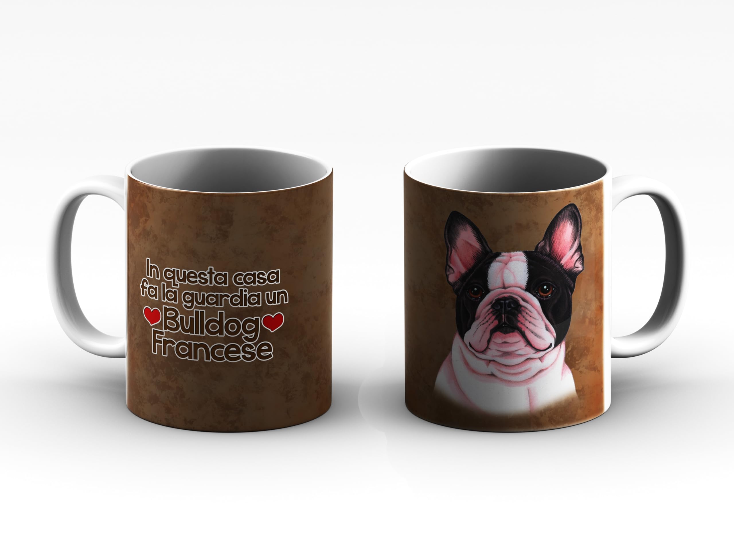 Tazza Bulldog Francese: Sagoma Nera Su Sfondo Bianco Con Tratti Della Razza - Idea Regalo Per Proprietari Di Cani - 3