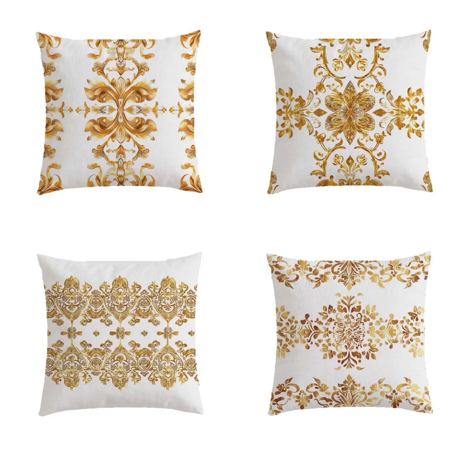 Housse de Coussin 70x70cm Extérieur Orange Lot de 4 pour Salon de Jardin