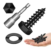 Vista 24 de Mywish (8 juegos) pernos de retraso de cabeza hexagonal de 1/2 x 3 pulgadas, tornillos de retraso resistentes con arandelas, pernos de acero