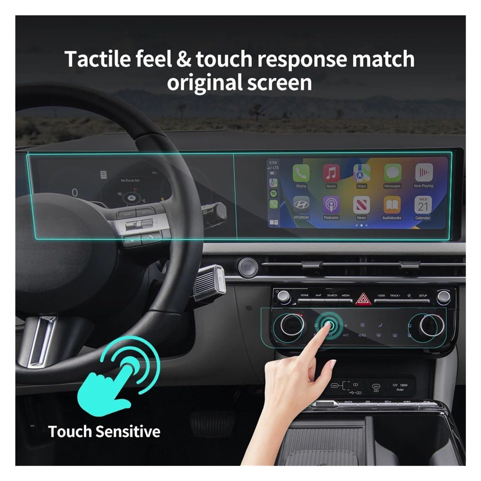 per Hyundai Tucson 24-2025 Set di pellicole protettive per Schermo Auto in Vetro temperato per autoradio GPS Navigazione Navi Pellicola Protettiva (Pellicola per climatizzatore)