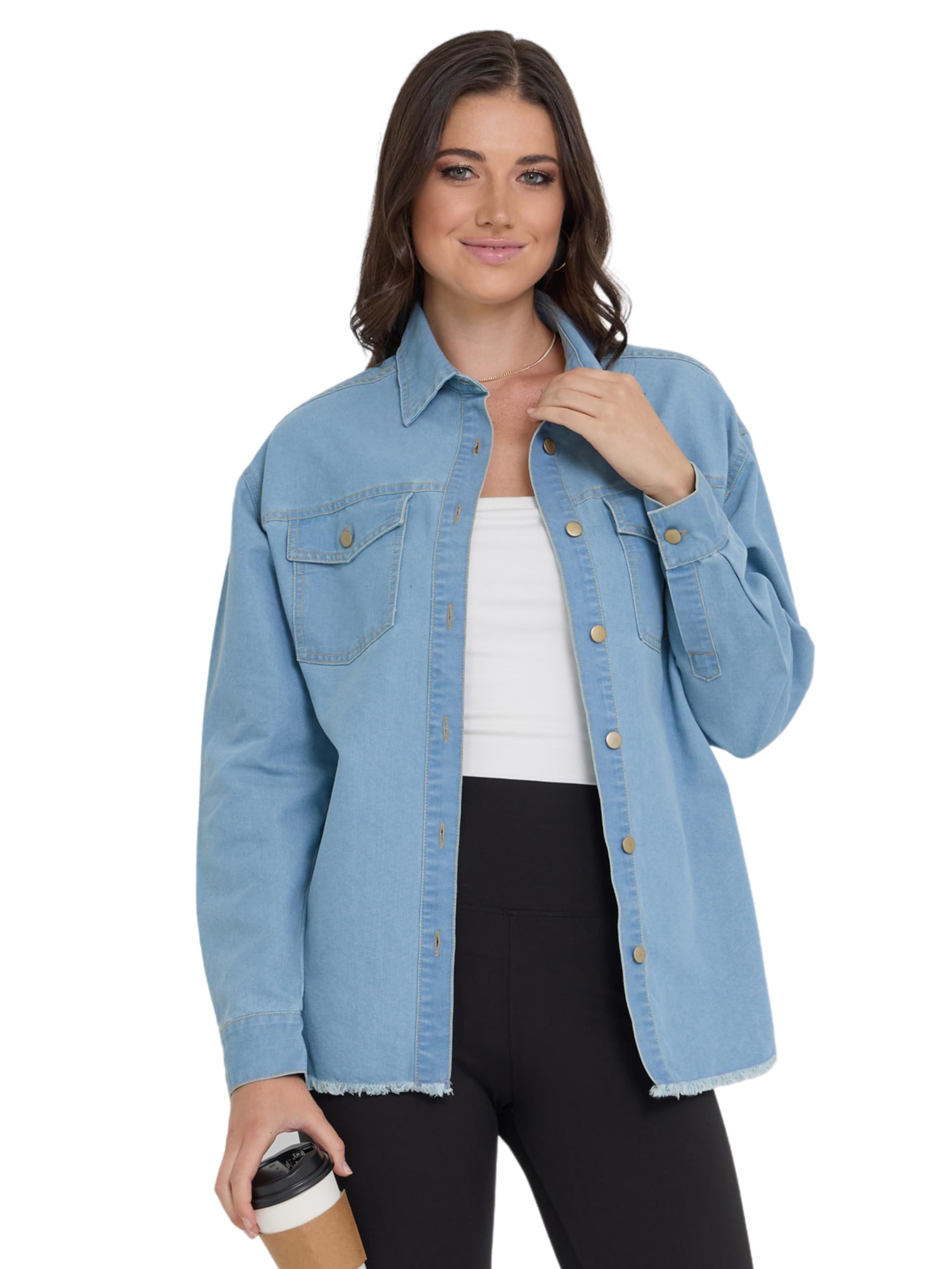 american denim shirt women, denim tops shacket plus size, oversized button down shirts for women xs-3x