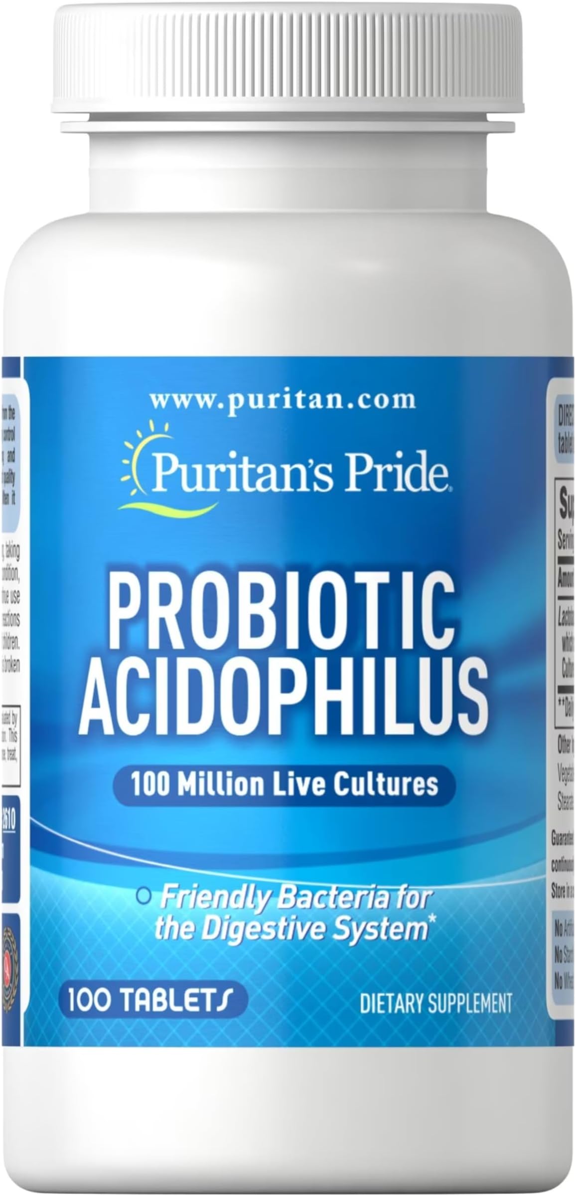 Probiotic Acidophilus Tablets, White, 100 Count