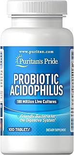 Puritans Pride Probiotic Acidophilus Tablets, White, 100 Count