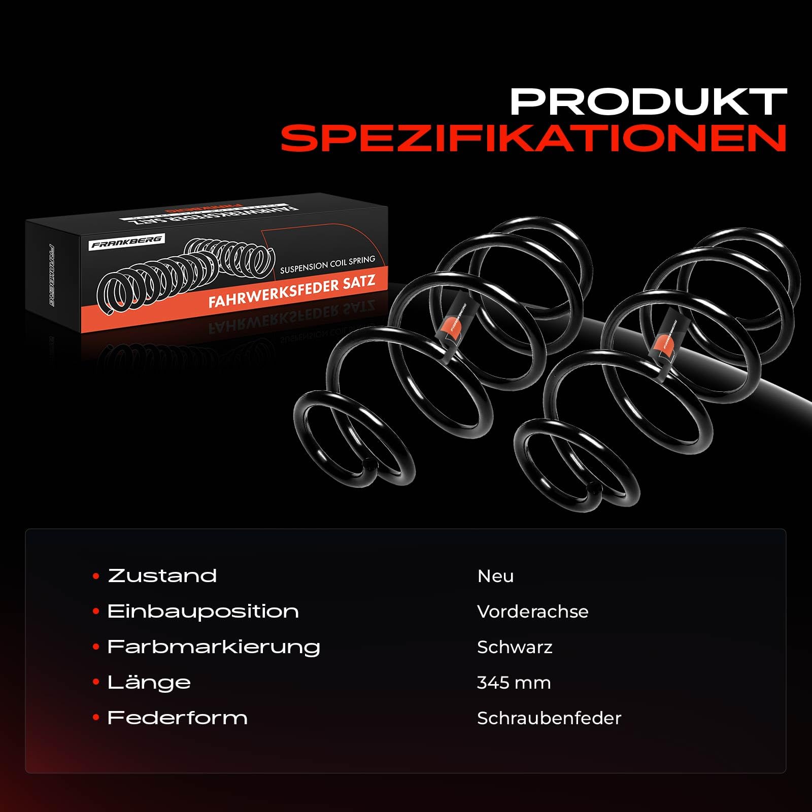 Frankberg 2x Federn Fahrwerksfeder Vorderachse 6R0411105E