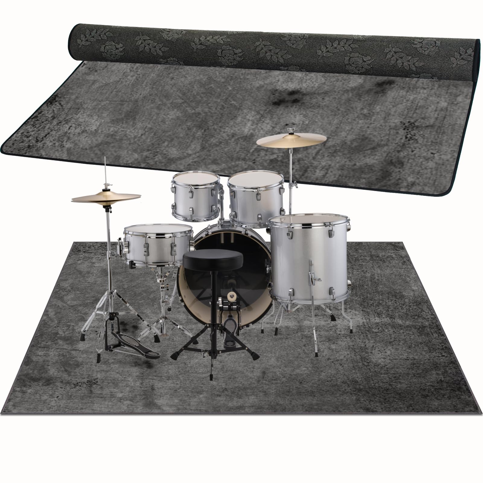 160 x 140 cm Drum Teppich Schlagzeugteppich Rutschfeste Elektronisches Schlagzeug Teppich Professionelles rechteckiges Jazz Schlagzeug Kit für Bass Drum Snare Drum und andere Instrumente Teppich