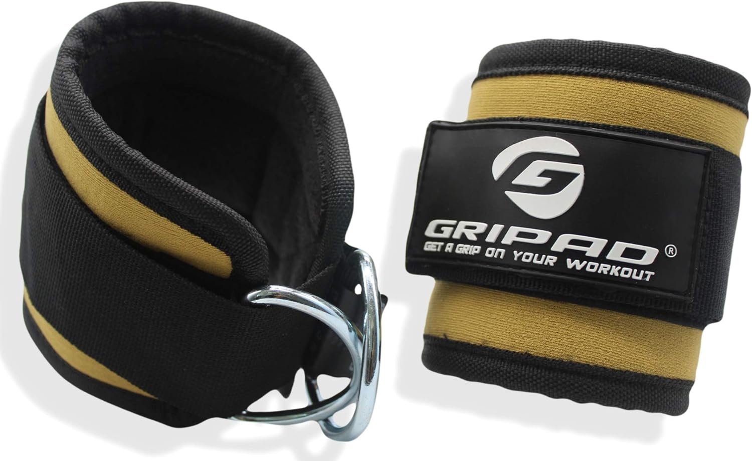 Gripad Ankle Straps for Cable-Machines | Dual Stainless-Steel D-Rings | Adjustable Neoprene Cuffs for Glute & Leg Exercises | One Size for Women & Men