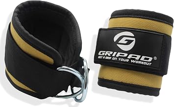 Gripad Ankle Straps for Cable-Machines | Dual Stainless-Steel D-Rings | Adjustable Neoprene Cuffs for Glute & Leg Exercises | One Size for Women & Men