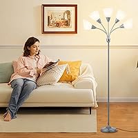 Vista 7 de HonoDing Medusa Lámparas de Pie Lámparas de Pie 5 Cabezales Luz de Lectura Ajustable Pantalla Grande Uso Bombilla E26 A19 Lámparas de Pie para Sala