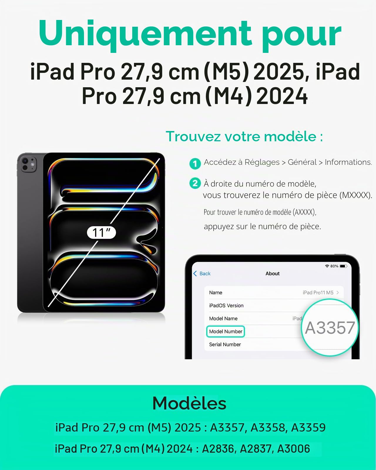 ESR Coque pour iPad Pro 11 M5/M4(2025/2024), Série Rebound 360, Noir