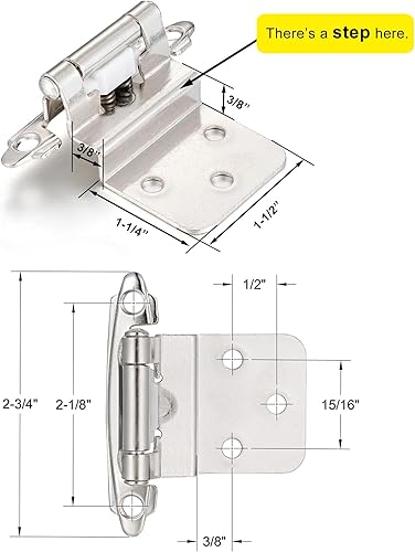 Miniatura 8 de Vallecloud Paquete de 4 (2 pares) de bisagras de gabinete de cierre automático de 38 pulgadas de color negro mate para puerta de gabinete de cocina