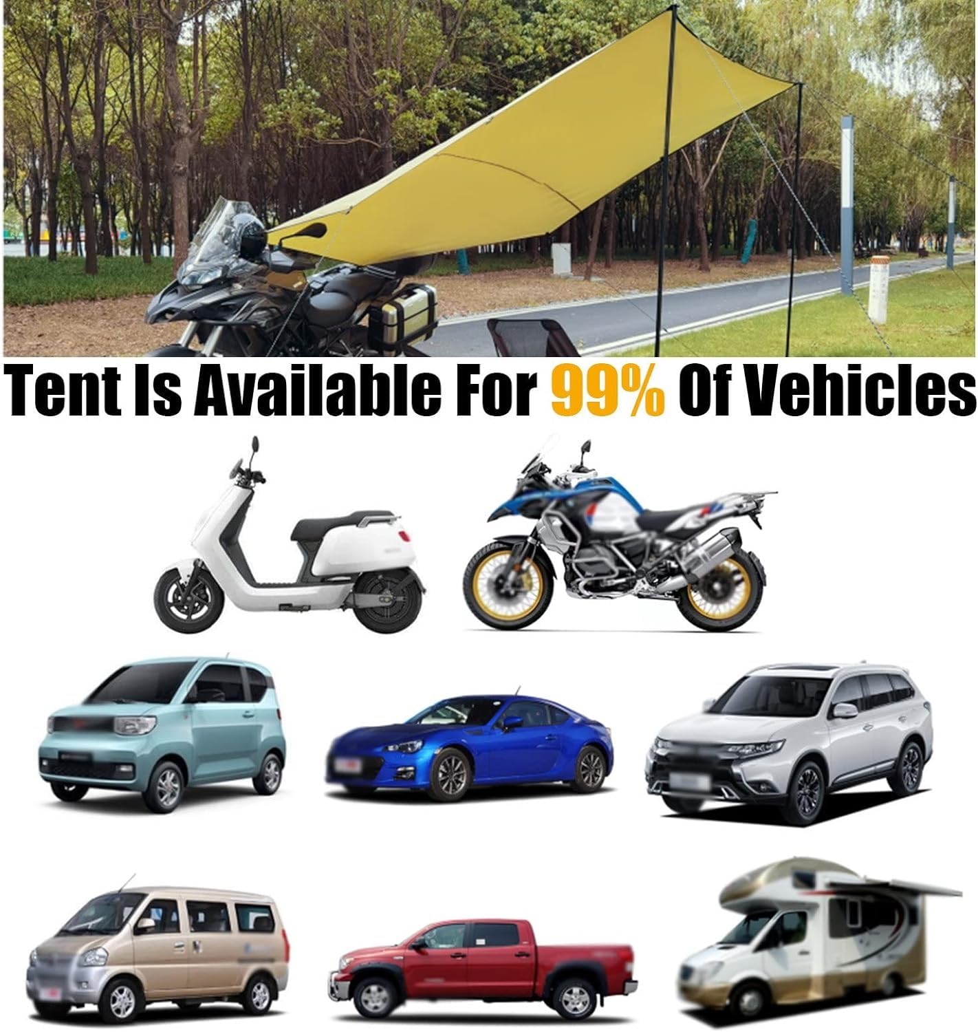 Tendalino Laterale per Auto per Campeggio All'aperto, Tettoia Pieghevole per Auto con Ventose, Chiodi E Aste per Telo Regolabili, Furgone, Camper, Kit Tendalino Portatile per Camion