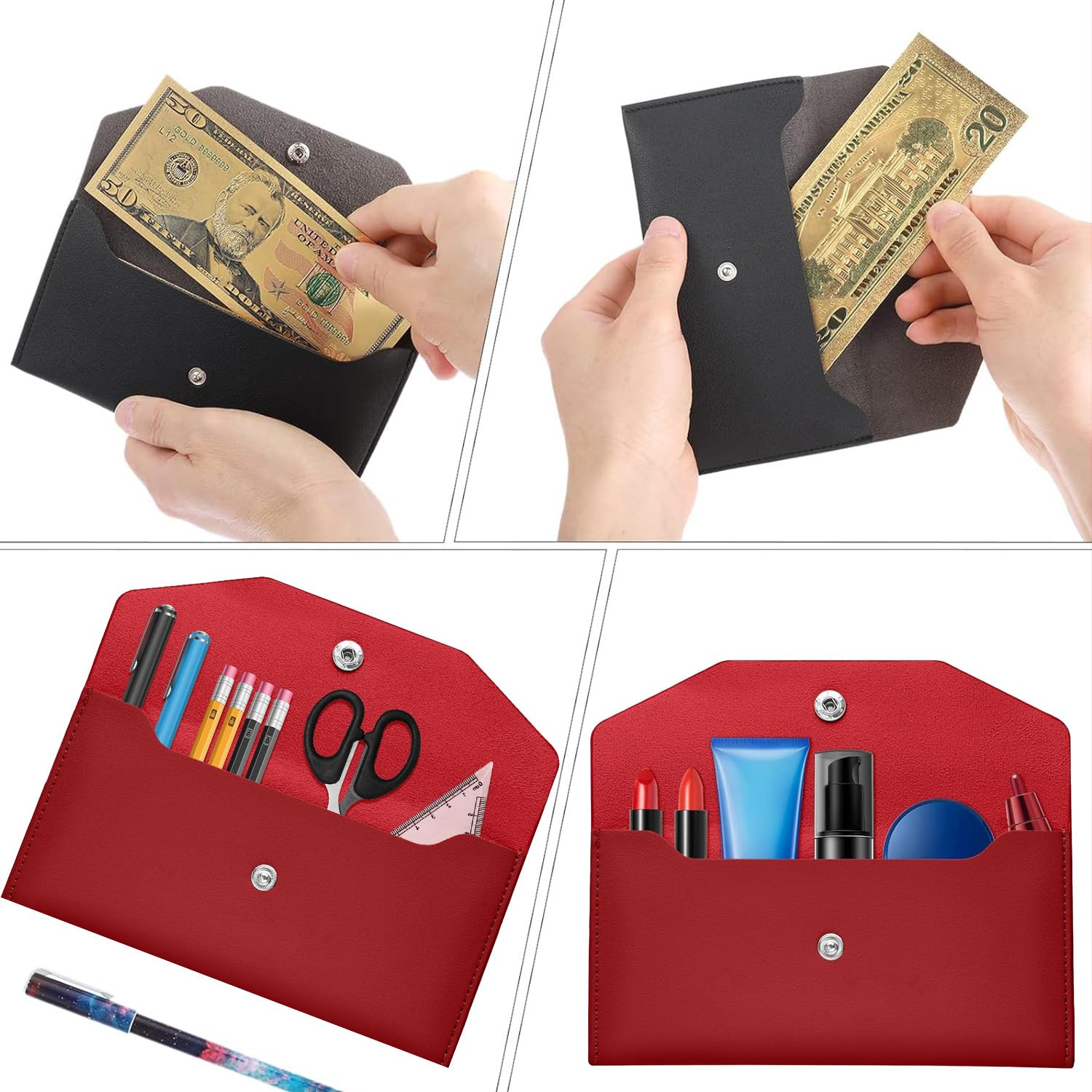2-Pack Premium PU Leather Budget Organizers, Slim Money Envelopes for Cash/Coins - Image 3