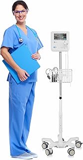 VivaComfort Mobile Stand for Vital Signs Monitor Welch Allyn 4400 - Blood Pressure Monitor Stand with Bp Cuff Basket, Adjustable Height & Panel for Hospital & More
