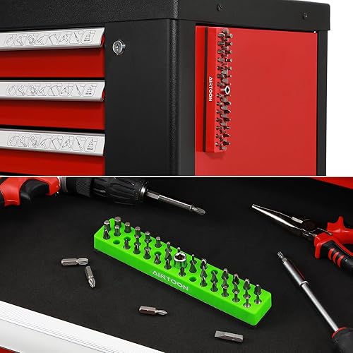 Miniatura 6 de AIRTOON 2 soportes magnéticos para puntas hexagonales de 14 pulgadas, almacenamiento de 43 agujeros con base magnética fuerte, organizador de puntas