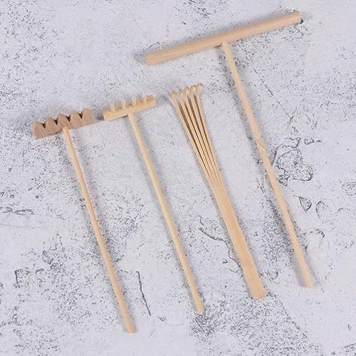 Miniatura 2 de Kit de rastrillo de jardín zen de 8 piezas, mini rastrillo de arena de bambú, herramientas de meditación, rastrillo de Feng Shui, decoración de