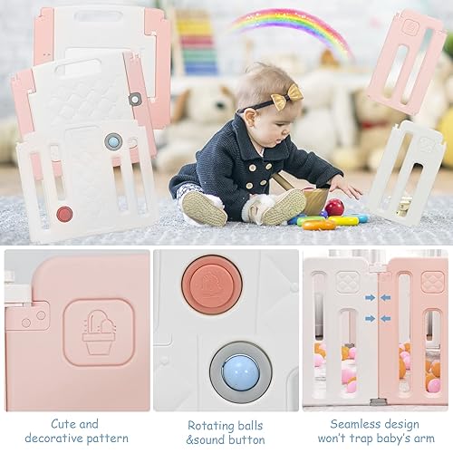Miniatura 8 de Costzon Corralito para bebés, 16 paneles extra grande para bebés y niños pequeños, centro de juegos de actividades plegable con puerta de seguridad,