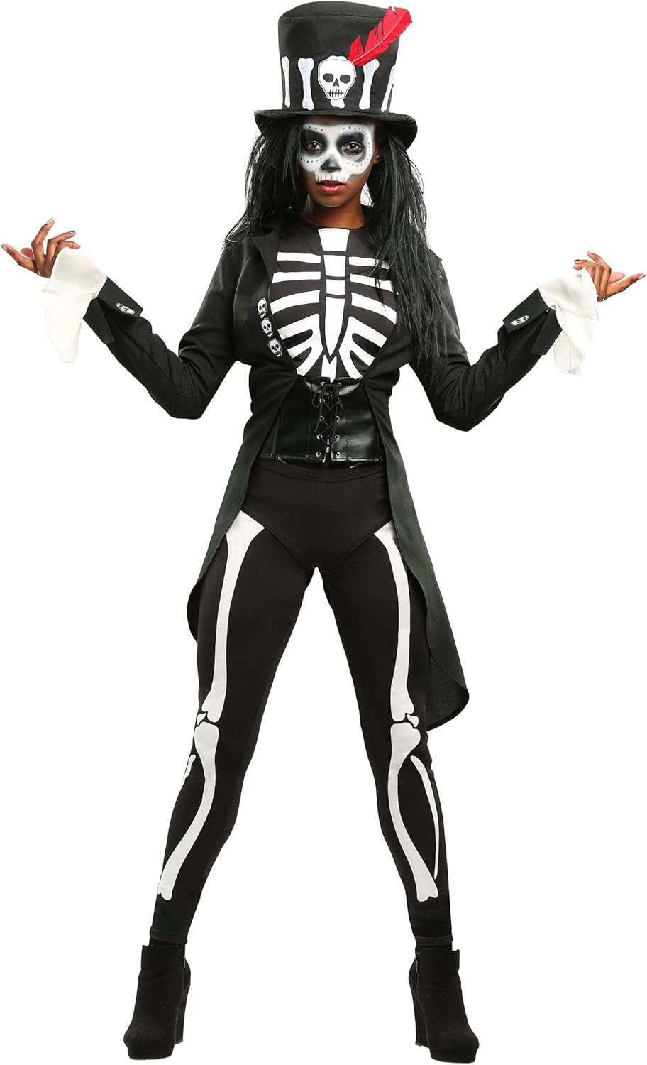 Womens Voodoo Skeleton Halloween Costume | Adult Ancient Witch Doctor Complete Outfit for Themed Parties and Cosplay