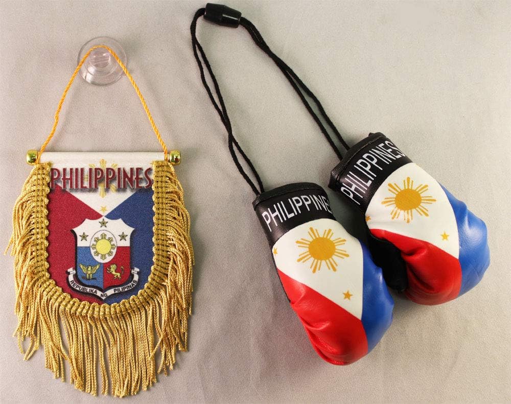 Philippines - Boxing Glove and Fringed Mini Banner (Shield) Combo