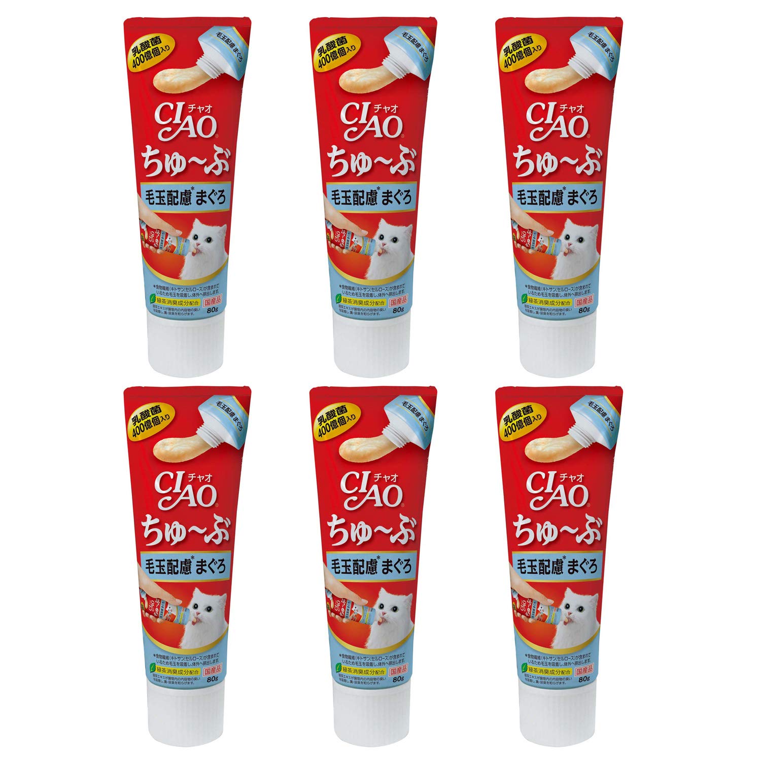 Amazon | チャオ (CIAO) ちゅ~ぶ 毛玉配慮 まぐろ 80g 6個セット