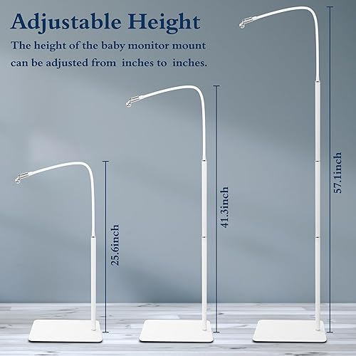 Miniatura 3 de Soporte para monitor de bebé para monitor de 1.9-4.1 pulgadas de ancho (óptica infantil DXR-8, etc.), ajustable de 31.5-68.8 pulgadas de altura para