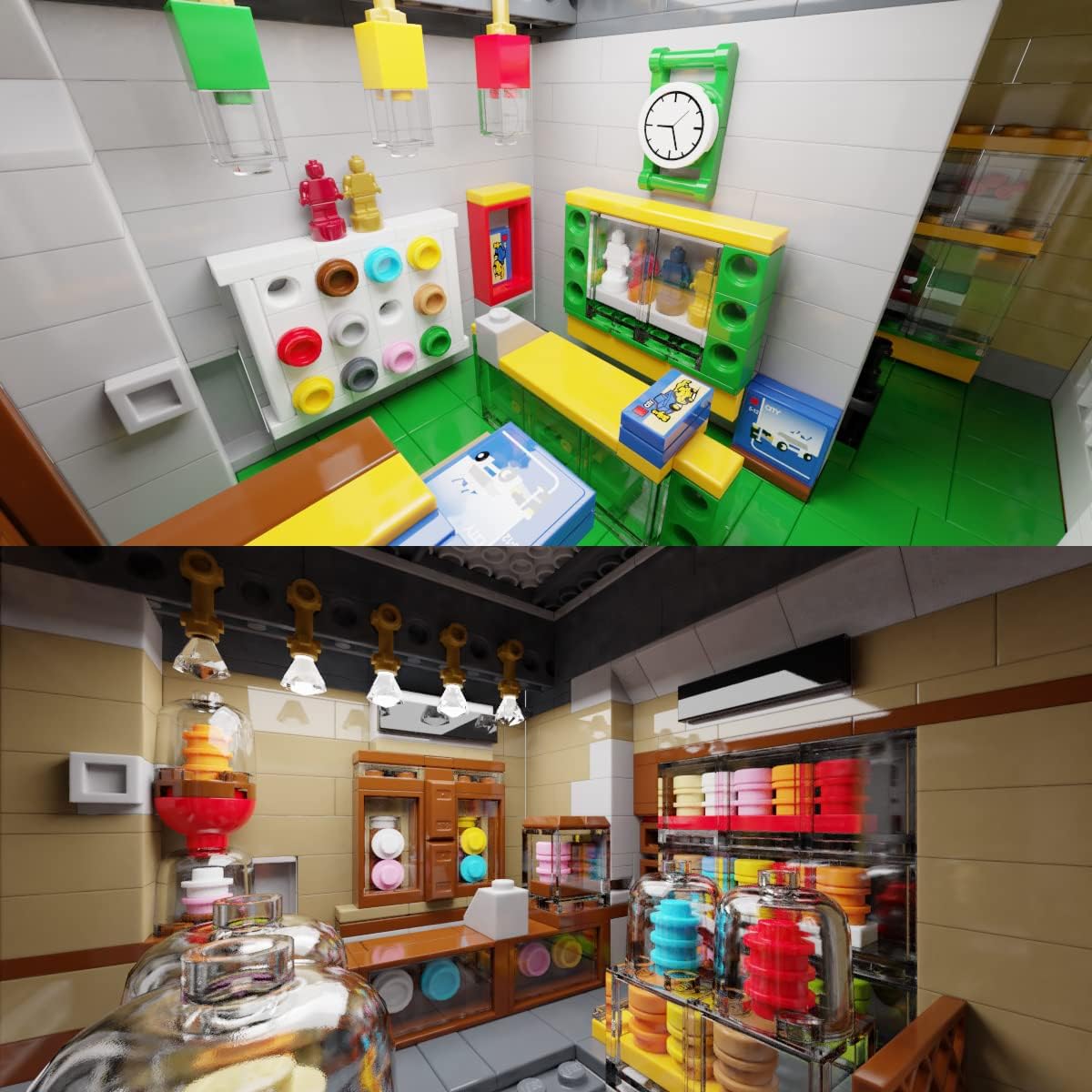 General Jim's Toy Store Square Two-Story Building Blocks Set – Detailed European-Inspired Modular City Model – Includes Accessories, Sidewalk Features, Interactive Areas & More! image 3