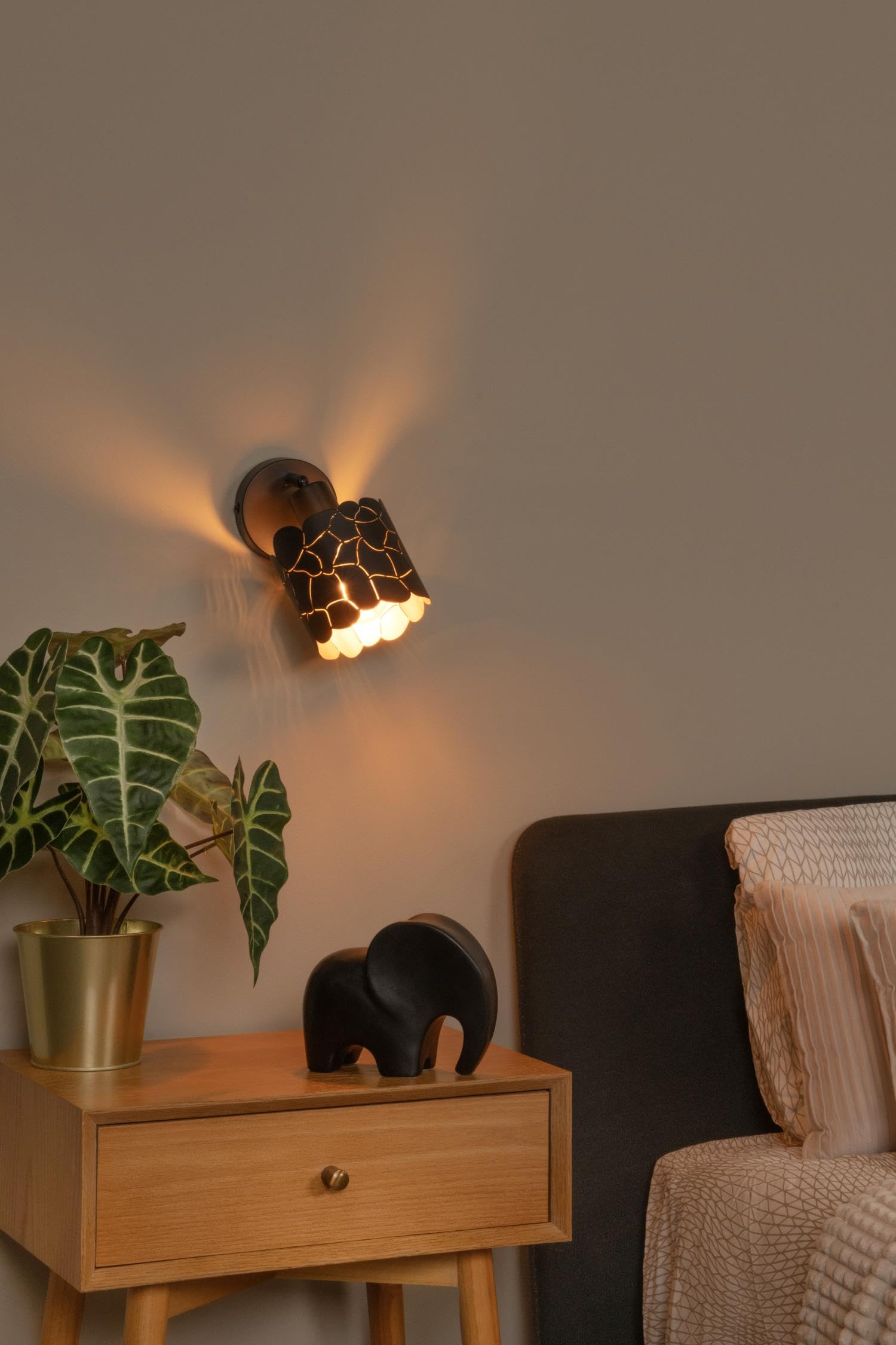 LUCIDE ALMELO - Wall Spotlight/Wall Light - diameter 12 cm - 1xE14 - Black - Image 4