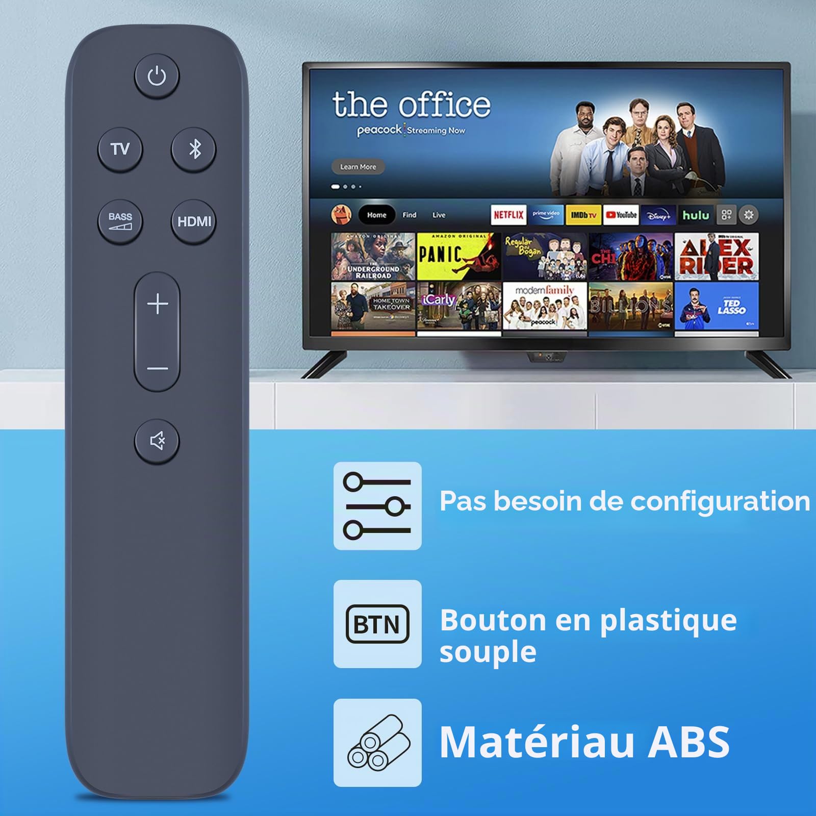 Télécommande de remplacement pour le JBL Bar 5.1 Surround Soundbar System JBL2GBAR51IMBLKAM