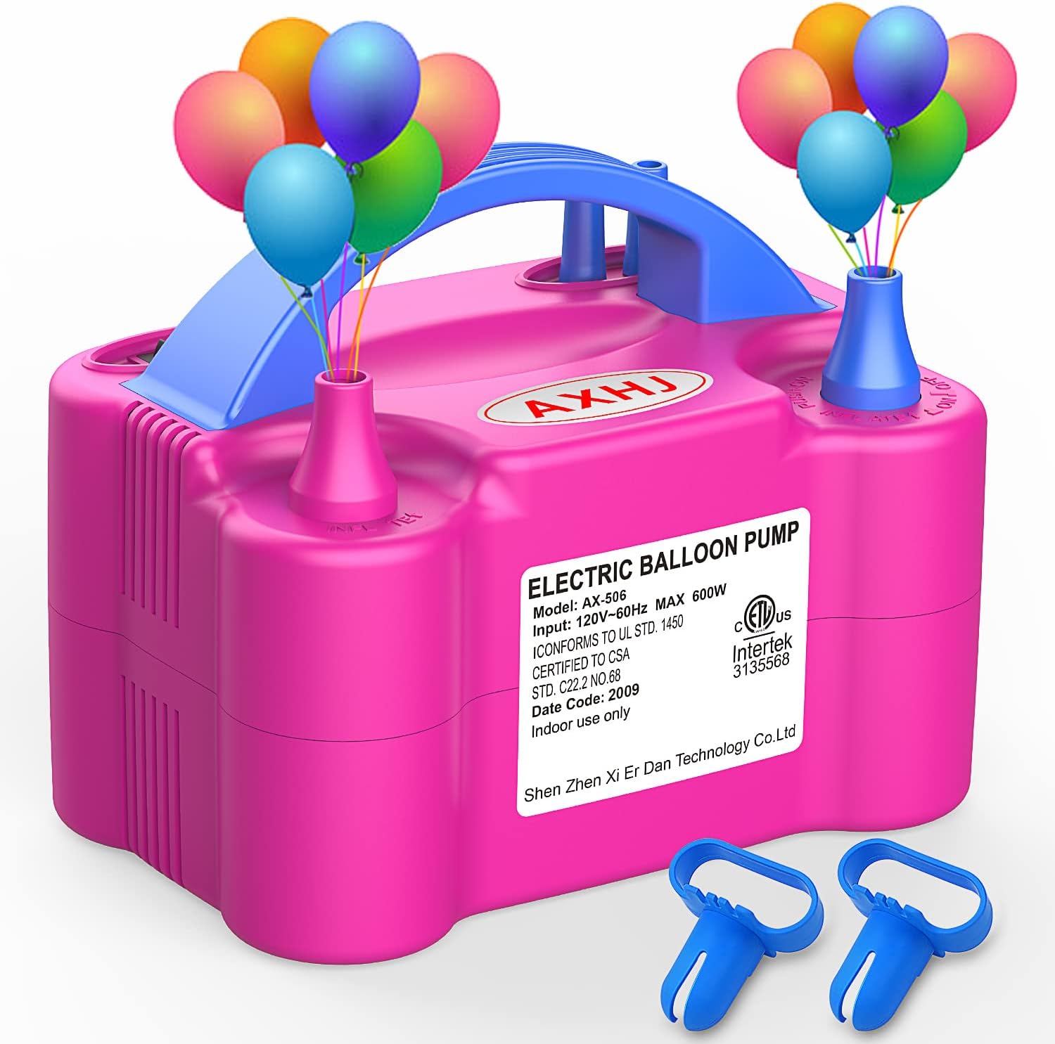 AXHJ Electric Balloon Pump- Portable Dual Nozzle Air Blower Pump Inflator for Fast and Easy Bulk Balloons Filling for Party Decoration