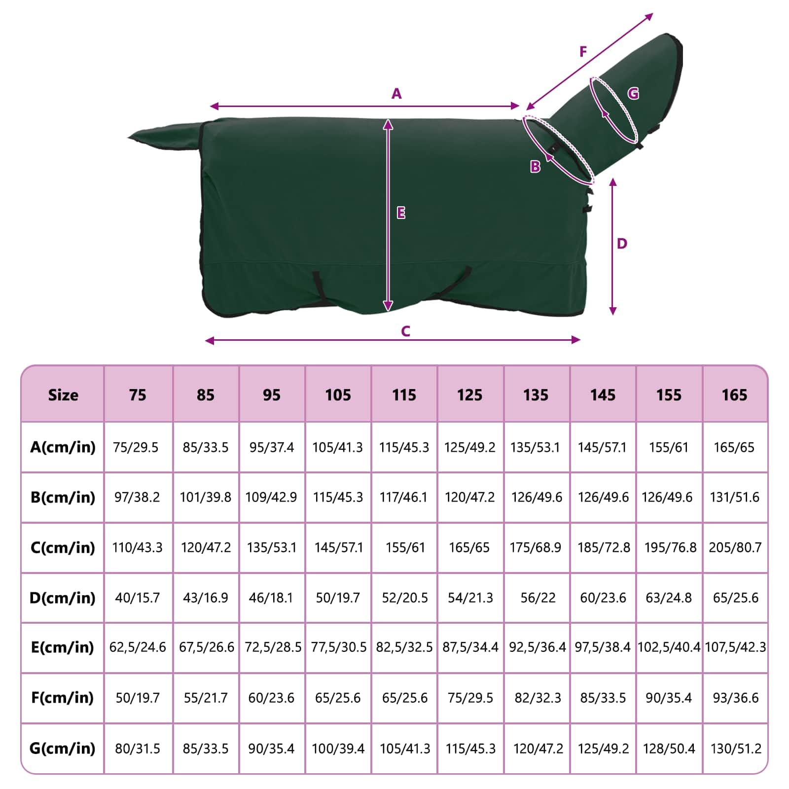 Pferdedecke Dunkelgrün 135 cm Polyester Warm Winter Pferdedecke Weide Outdoor Stall Reißfest Atmungsaktiv Wasserdicht Schutz Für Pony Fohlen Warmblut Vollblut