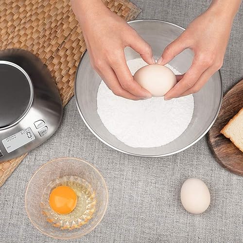 Miniatura 5 de Báscula digital de cocina con cuenco extraíble de 2.5 L, báscula electrónica de acero inoxidable para cocinar hornear, temperatura ambiente,