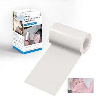 TIANLDD Clear Waterproof Vinyl Repair Tape for Boat Covers,Tents,Tarp,RV Awning,Fabric Repair Tape-3.3IN x 15FT