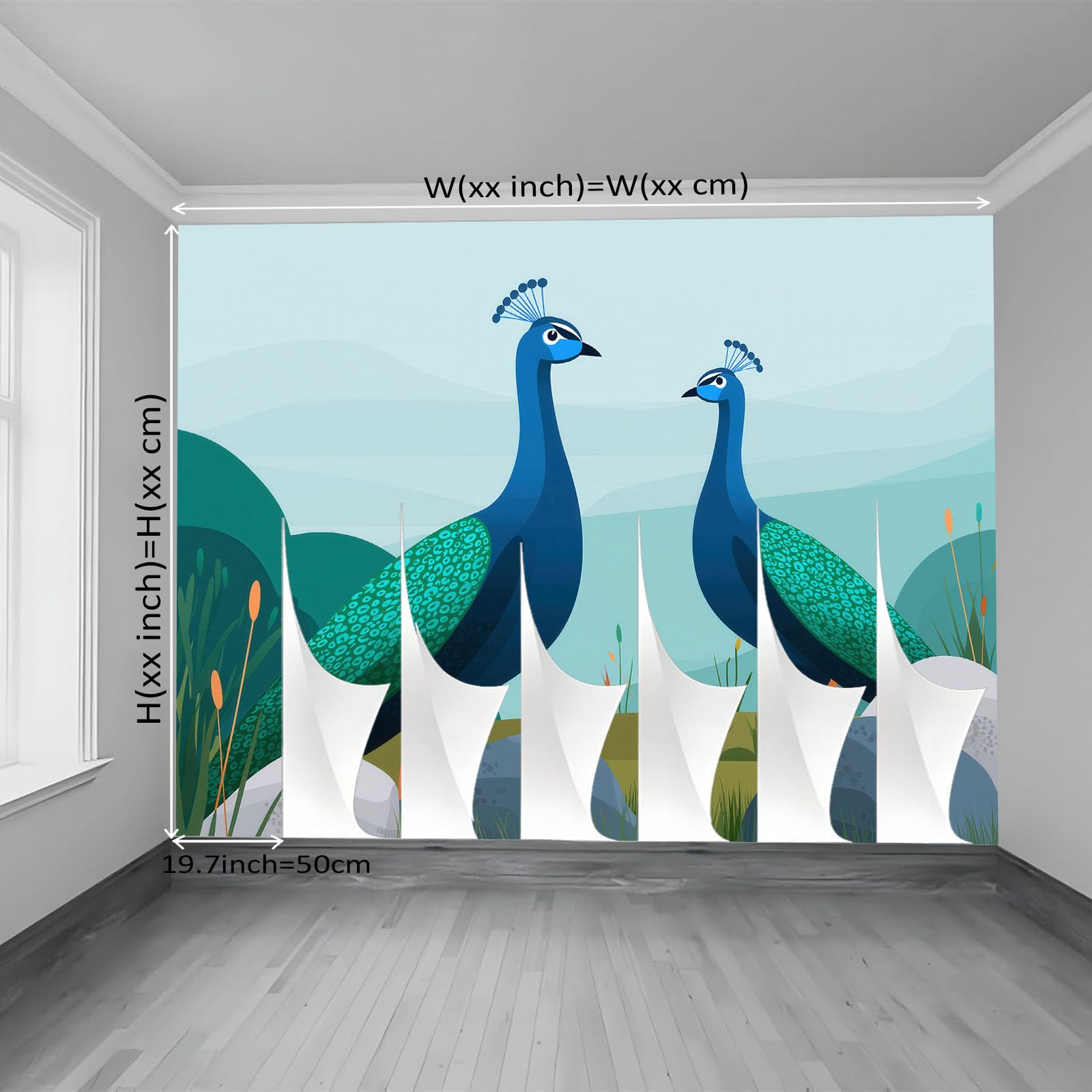 Pflanze Grasland Fels Tier Pfau Drucken Vliestapete Tapete