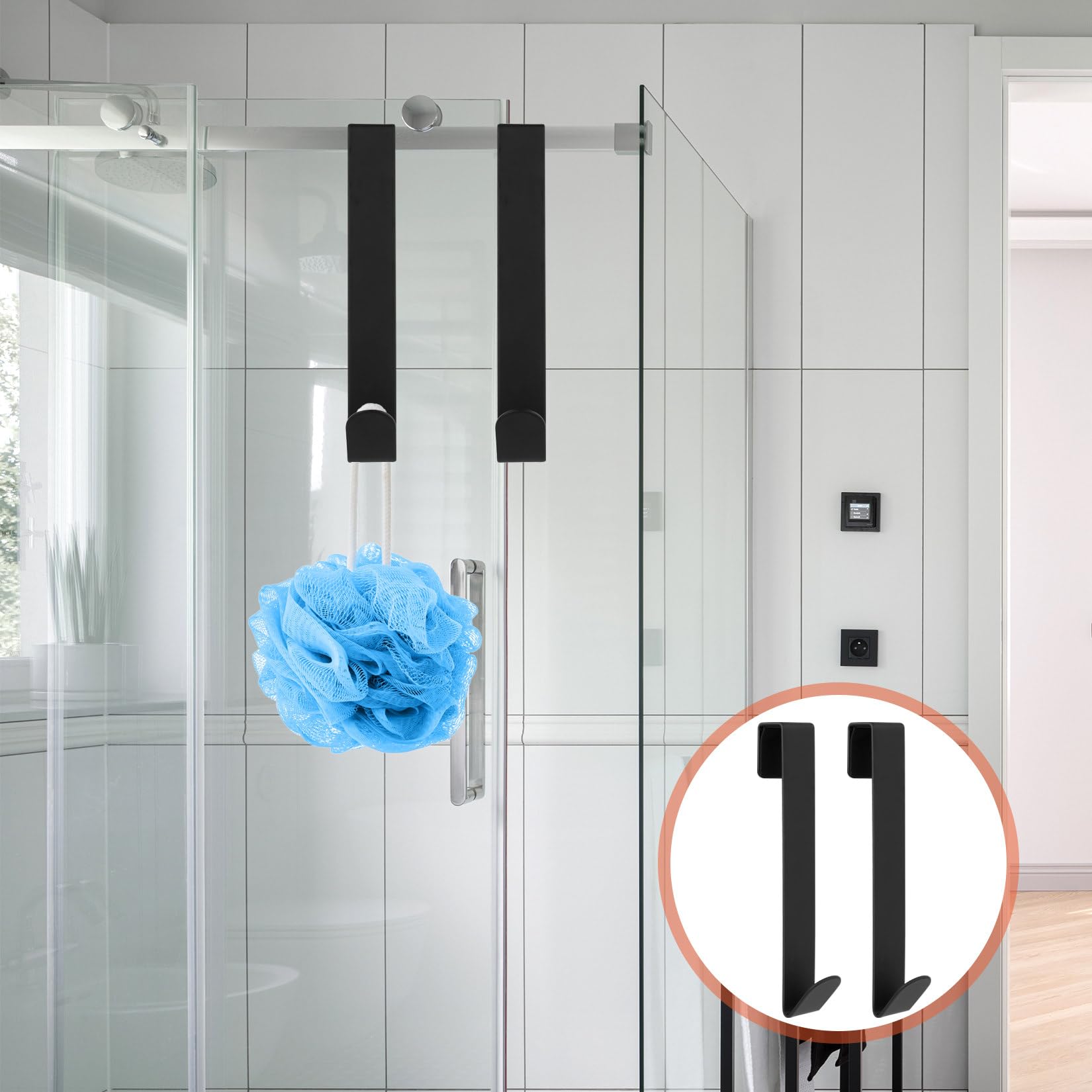3 Pz Gancio Accappatoio Doccia, Ganci Appendi Accappatoio Bagno Porta Doccia in Vetro Estesi, Gancio Porta Asciugamani Bagnos in Acciaio Inossidabile per bagno ≤ 14 mm