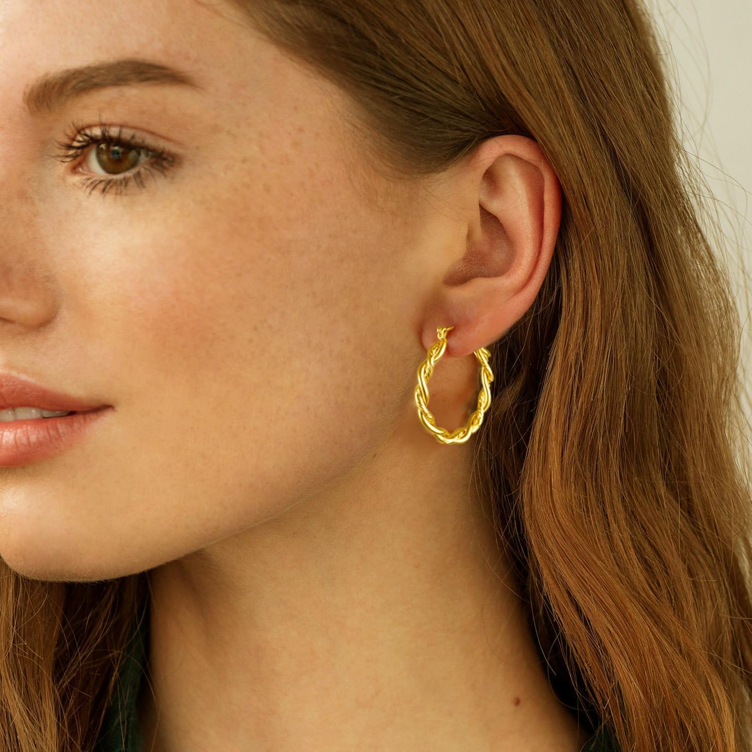 14K Gold Hoop Earrings for Women Trendy Twisted Rope Pattern Gold Earrings for Women Hypoallergenic Womens Earrings Good Match Jewelry 35MM - Image 4