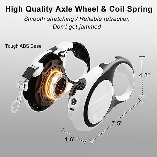 Miniatura 6 de Correa retráctil para perros pequeños y medianos, correa retráctil para perros de 16 pies con linterna LED y soporte para bolsa de excrementos para