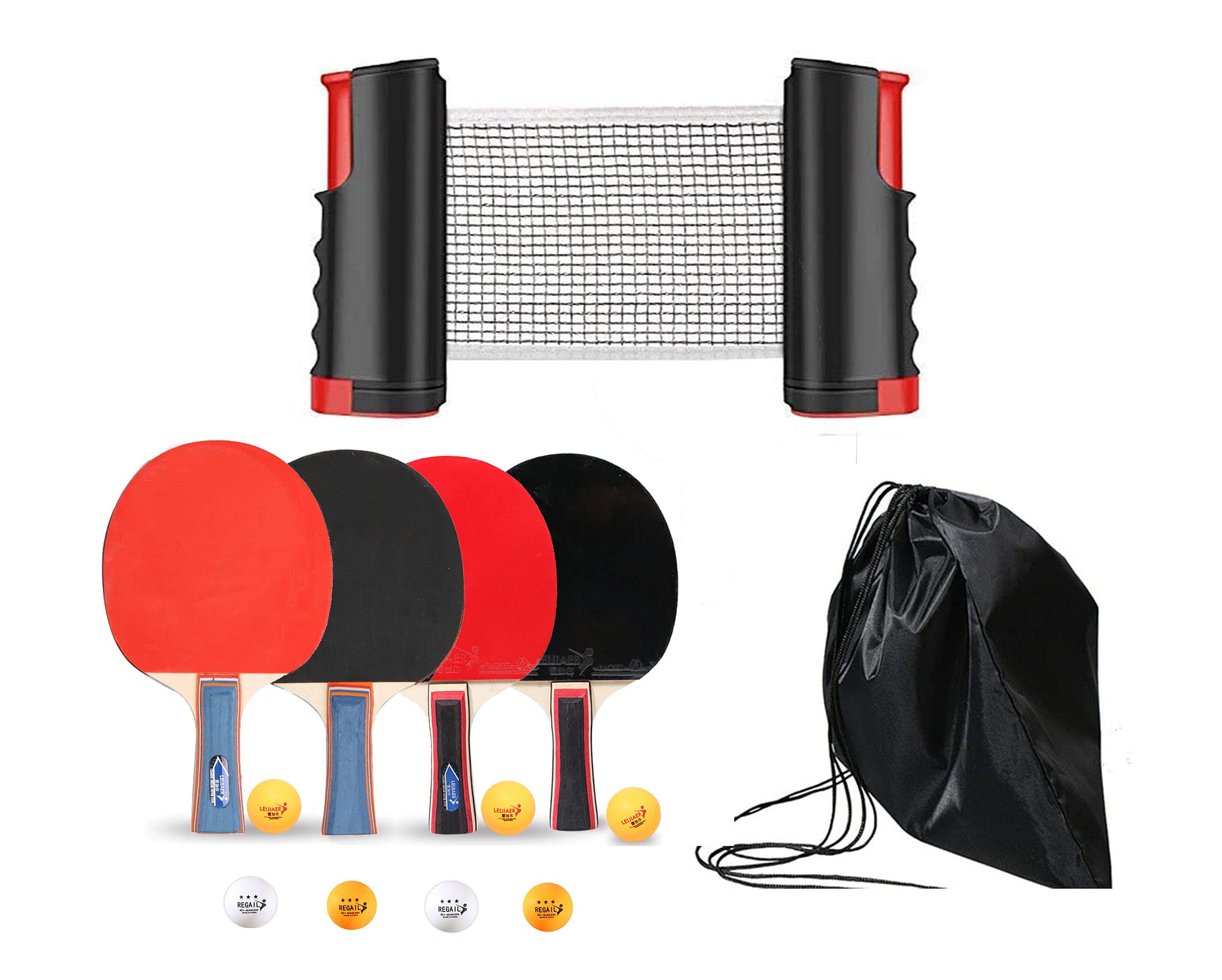 NC Table Tennis Set, Portable Table Tennis Set Ping-Pong Game with 4 Bats/Paddle and 7 Ping-Pong Balls,1 Retractable Table Tennis Net for Kids Adults Indoor Outdoor Activities