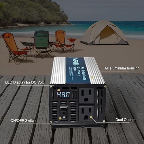 Miniatura 7 de WZRELB Inversor de corriente 2500W Inversor de onda sinusoidal pura 12V 120V DC Convertidor de CA