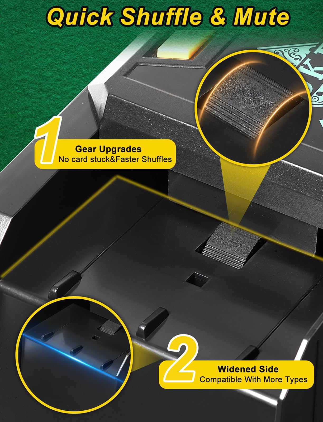 Barajador eléctrico de tarjetas, máquina barajadora automática de cartas de 2 barajas con motor de bajo ruido para UNO, Phase 10, Blackjack, Texas Hold'em, funciona con pilas
