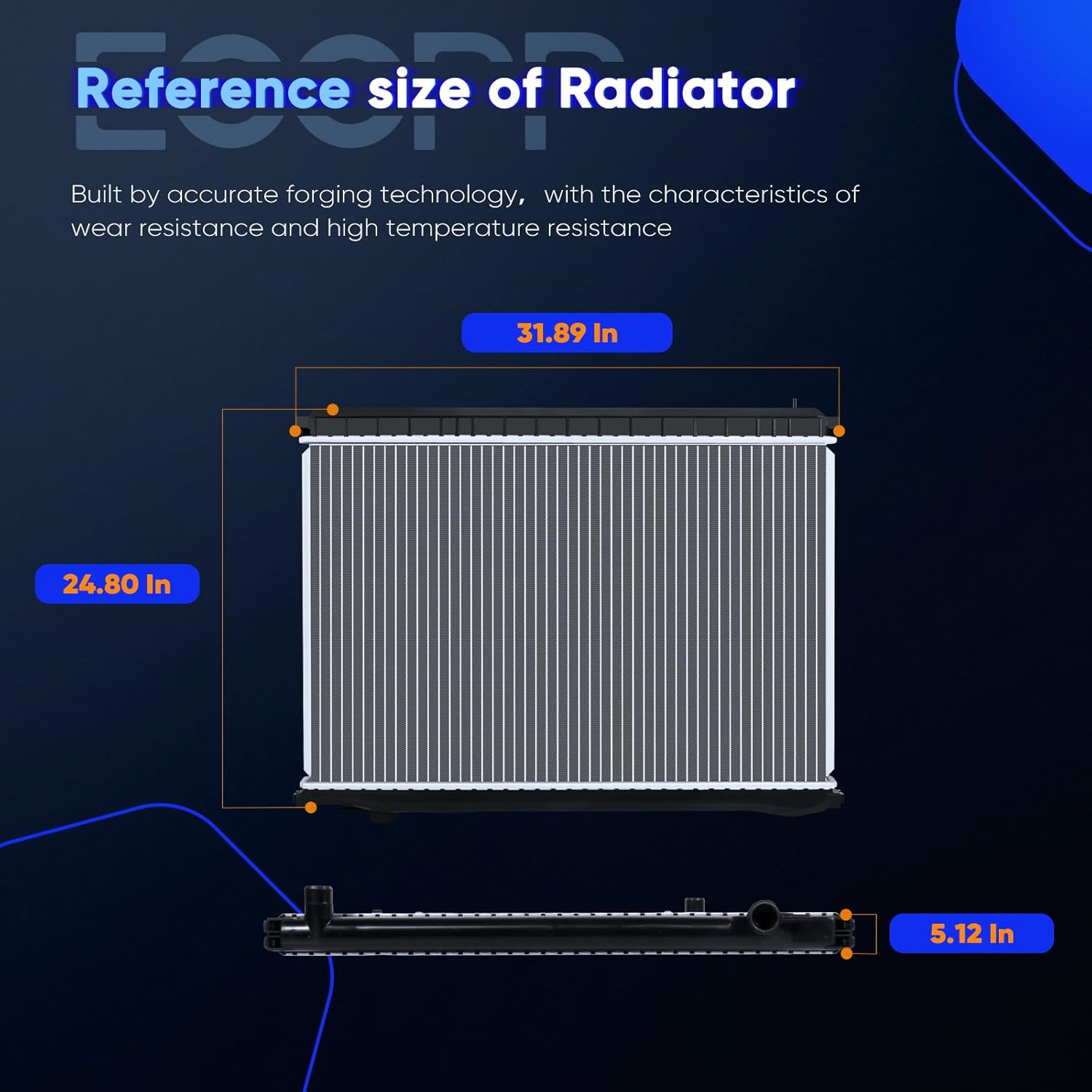 ECCPP Engine Coolant Radiator Compatible with 1994-1998 for Toyota for T100 2.7L 1993-1994 for Toyota for T100 3.0L 1995-1998 for Toyota for T100 3.4L Replace# 2090 2515 Aluminum Radiators