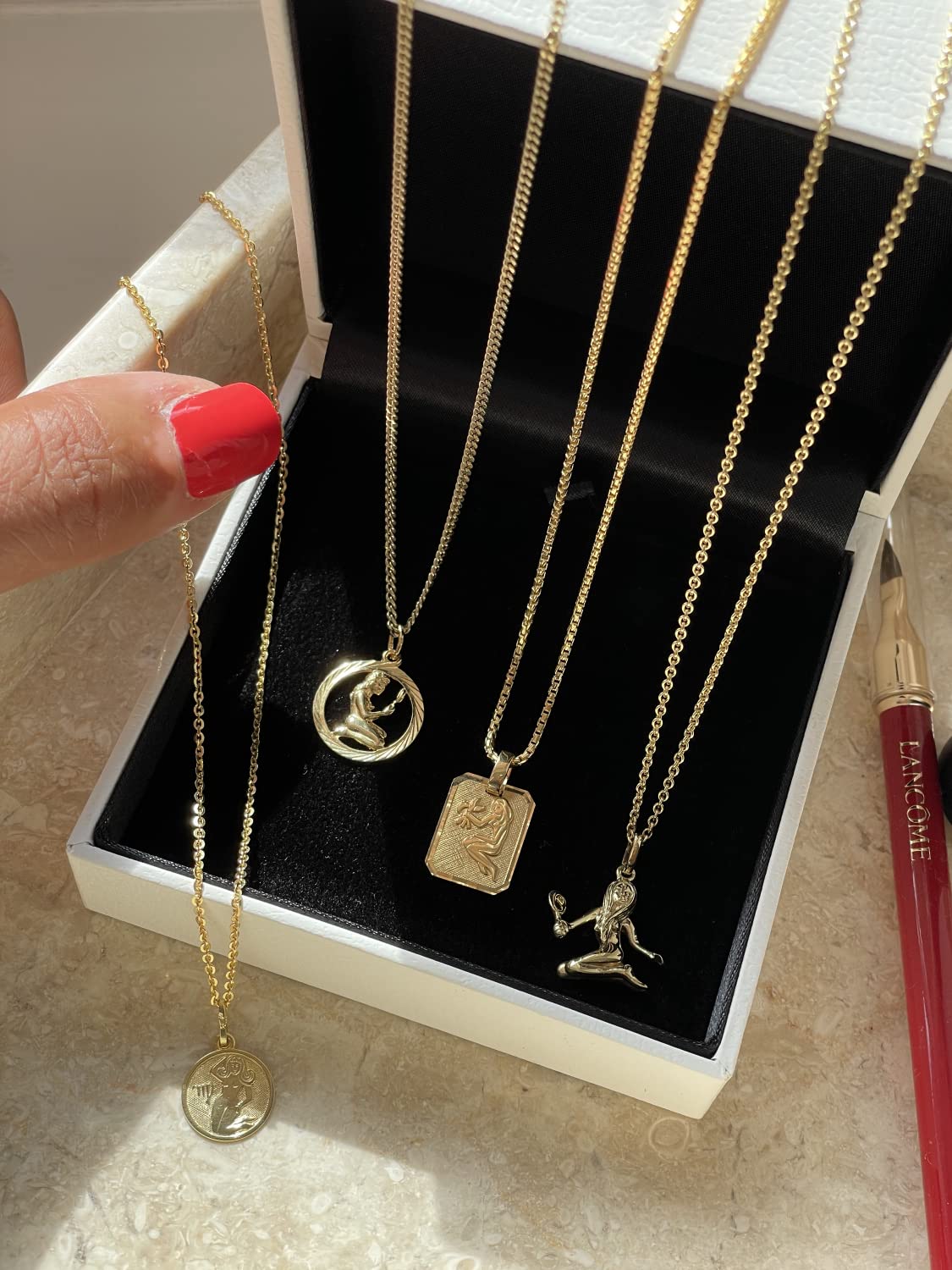 My Gold Pendentif Signe Zodiaque Vierge (Sans Chaîne) Or Jaune Or Véritable 333 (8 Carats) Ø 12mm Rond Signes du Zodiaque Zodiaque rond A-06017-G303-Jun