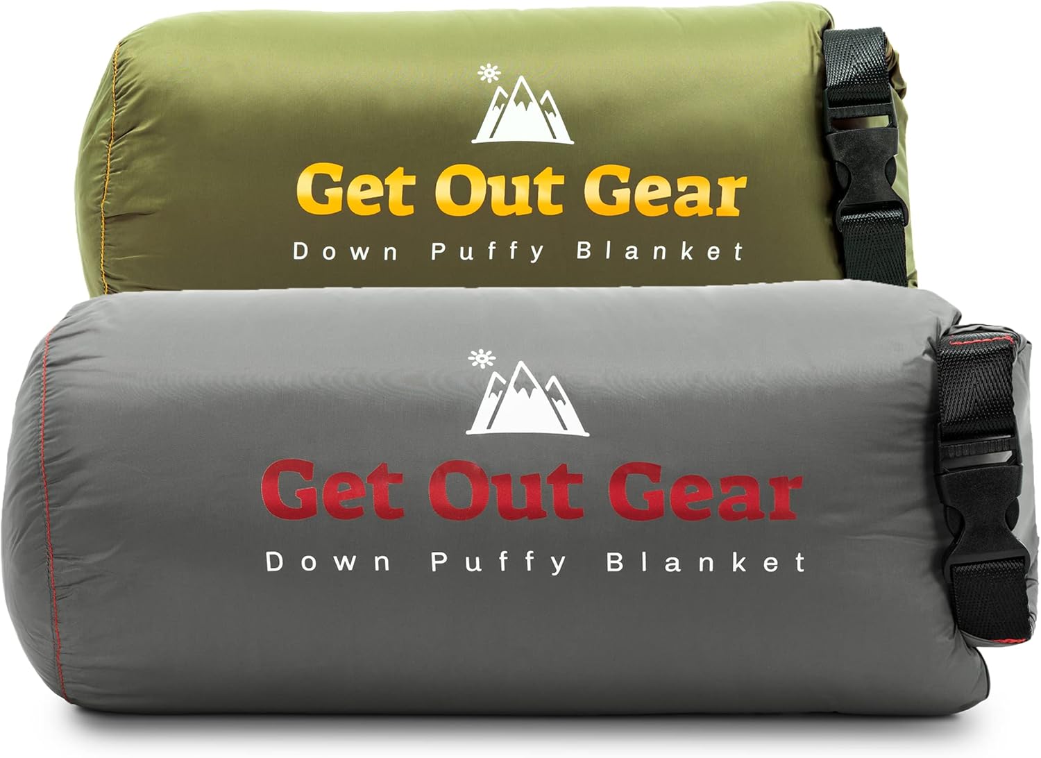 Get Out Gear Down Camping Blanket - Olive and Gray Bundle - Puffy, Packable, Lightweight and Warm | Ideal for Outdoors, Camping, Backpacking, Travel | 650 Fill Power Water-Resistant Quilt : Sports & Outdoors