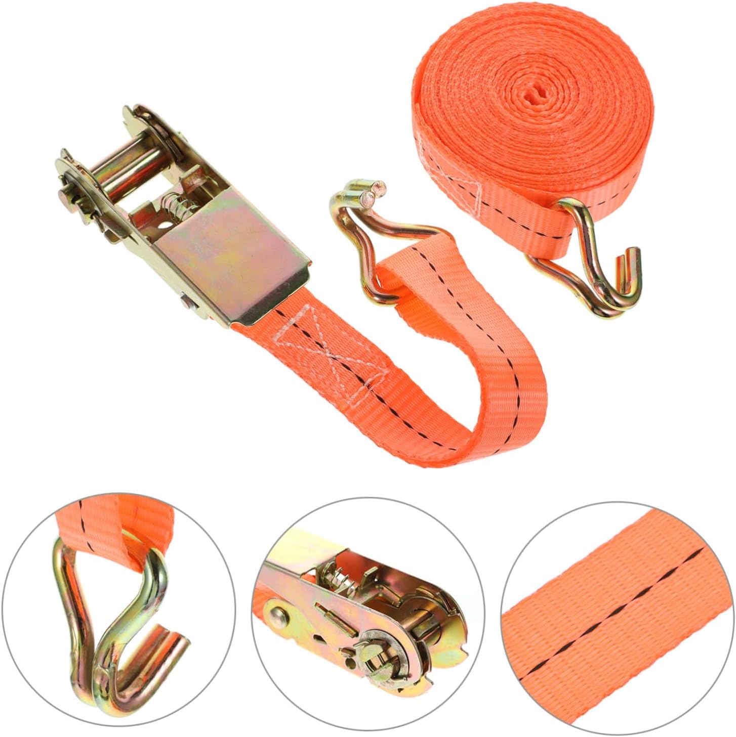 4pcs Heavy Duty Cargo Ratchet Strap with Reinforced Steel Hooks and Wear-Resistant Buckles Wide Polyester Webbing for Truck Hauling and Secure Tie Down
